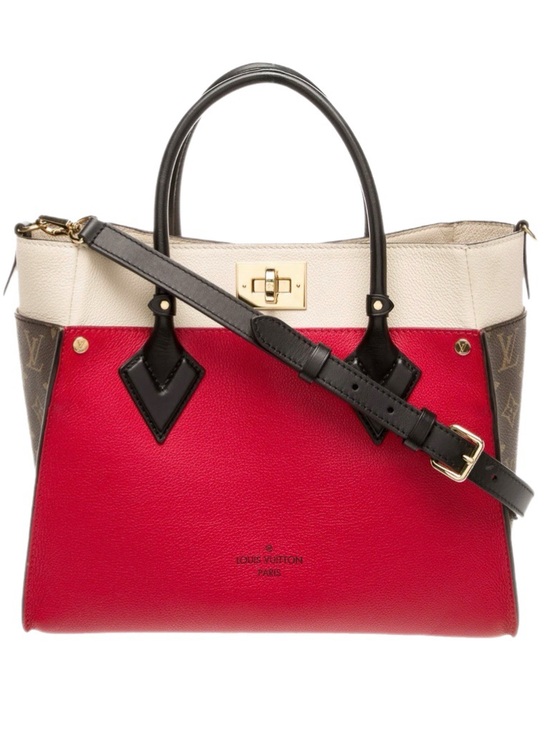 Louis Vuitton Handbags - Authentic Louis Vuitton On My Side MM Red Calf Leather Monogram Tote Shoulder Ba